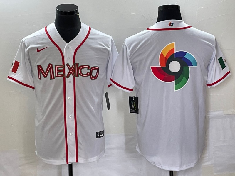 Men's Mexico Baseball 2023 White World Baseball Classic Team Big   Logo Stitched Jersey