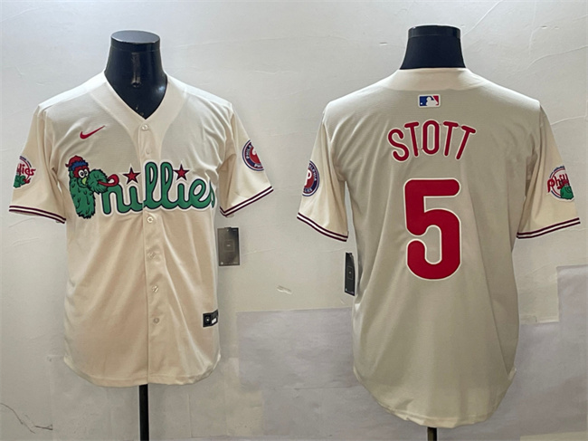 Men's Philadelphia Phillies #5 Bryson Stott Cream Phanatic Limited Stitched Jersey