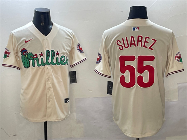 Men's Philadelphia Phillies #55 Ranger Suárez Cream Phanatic Limited Stitched Jersey