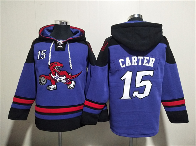 Men's Toronto Raptors #15 Vince Carter Purple Lace-Up Pullover Hoodie