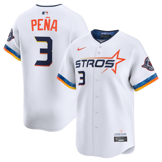Men's Houston Astros #3 Jeremy Pe?a White 2025 City Connect Limited Stitched Baseball Jersey