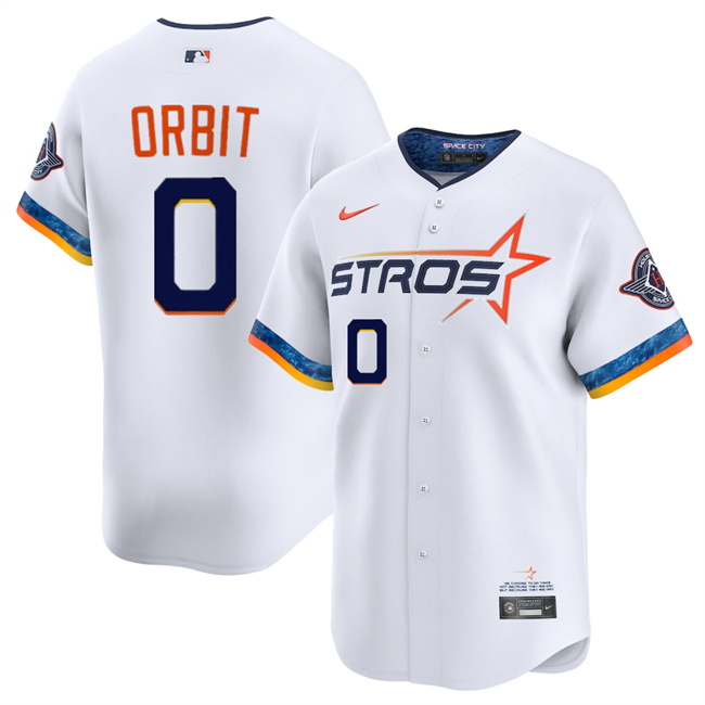 Men's Houston Astros #0 Orbit White 2025 City Connect Limited Stitched Baseball Jersey