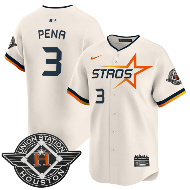 Men's Houston Astros #3 Jeremy Pe?a Cream 2025 City Connect Limited Stitched Baseball Jersey