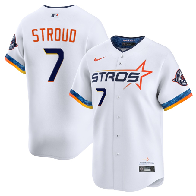 Men's Houston Astros #7 C.J. Stroud White 2025 City Connect Limited Stitched Baseball Jersey