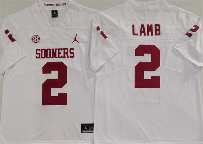 Men's Oklahoma Sooners #2 CeeDee Lamb White Stitched Jersey