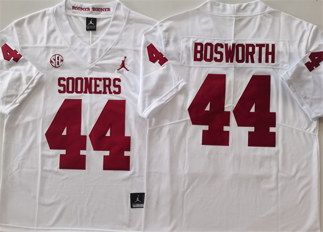 Men's Oklahoma Sooners #44 Brian Bosworth White Stitched Jersey
