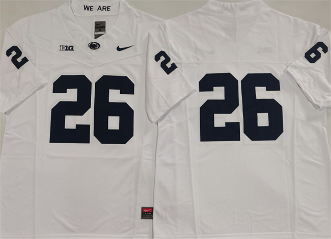 Men's Penn State Nittany Lions #26 Saquon Barkley White 2024 F.U.S.E. No Name Stitched Jersey