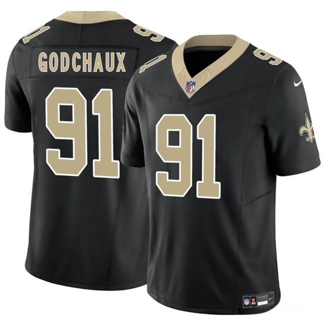 Men's New Orleans Saints #91 Davon Godchaux Black F.U.S.E Vapor Limited Stitched Football Jersey