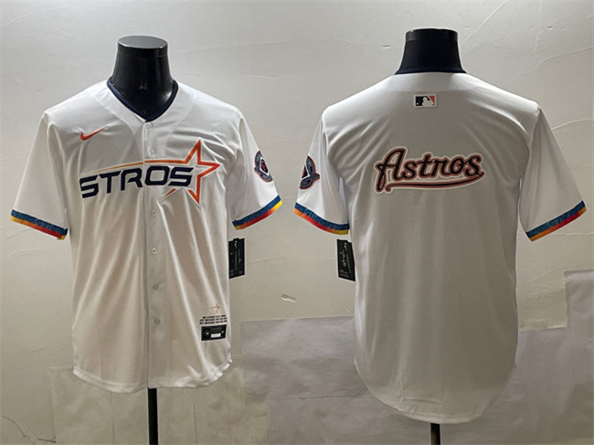 Men's Houston Astros Team Big Logo White 2025 City Connect Limited Stitched Baseball Jersey 003