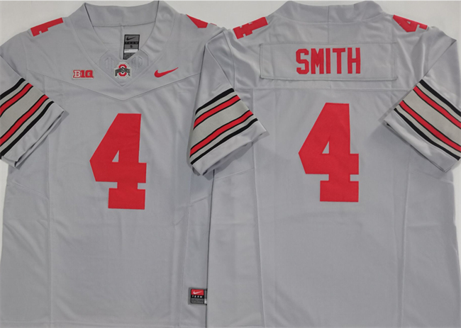 Men's Ohio State Buckeyes #4 Jeremiah Smith Grey 2025 F.U.S.E. Limited Stitched Jersey