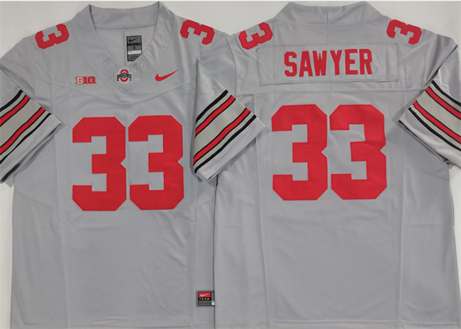 Men's Ohio State Buckeyes #33 Jack Sawyer Grey 2025 F.U.S.E. Limited Stitched Jersey
