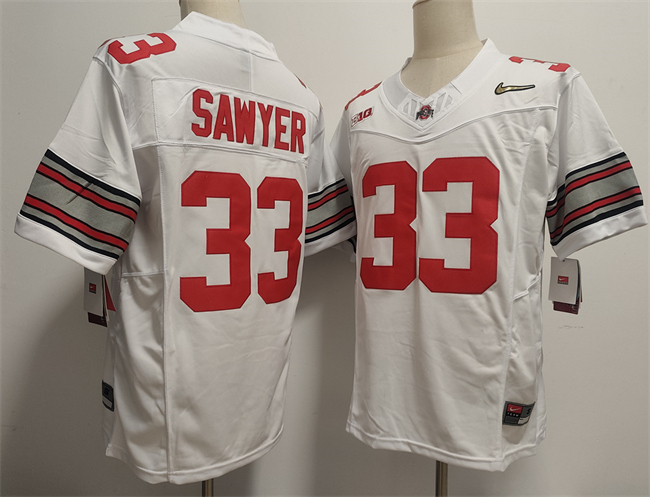 Men's Ohio State Buckeyes #33 Jack Sawyer White F.U.S.E. Limited Stitched Jersey