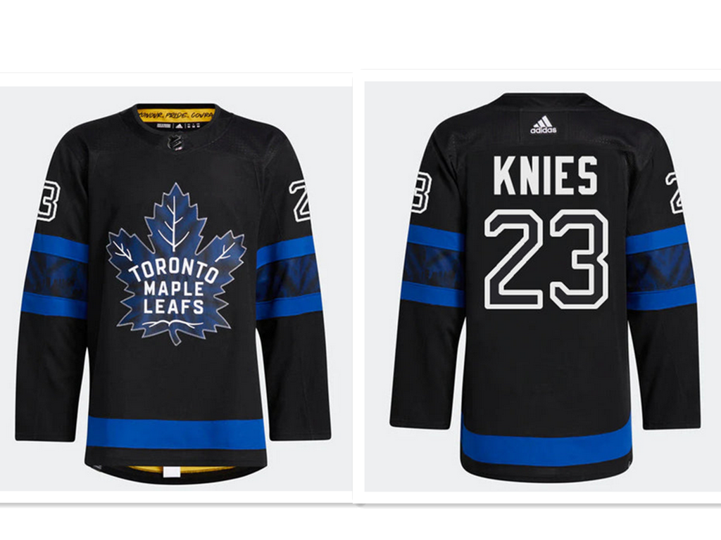 Men's Toronto Maple Leafs adidas #23 Matthew Knies Authentic X Drew House Flipside Alternate Jersey