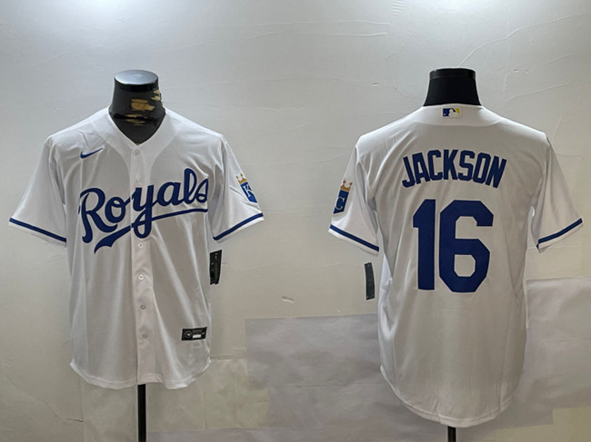 Men's Kansas City Royals #16 Bo Jackson White Cool Base Stitched Baseball Jersey