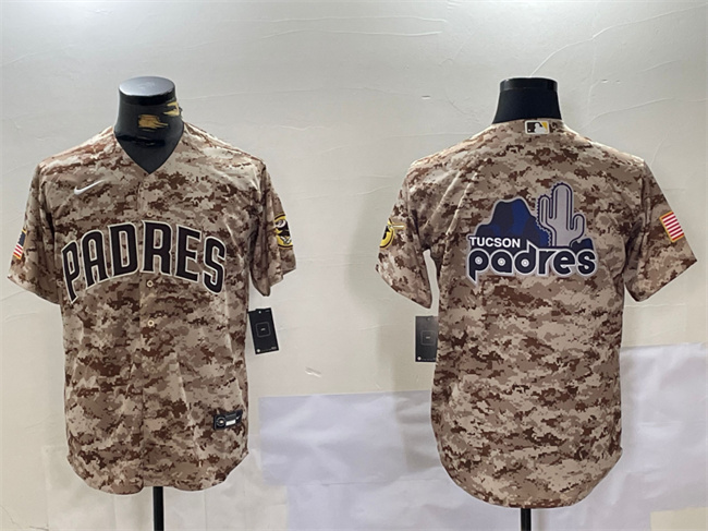 Men's San Diego Padres Tan Camo Team Big Logo Cool Base Stitched Baseball  Jersey