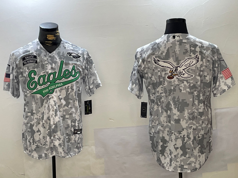 Men's Philadelphia Eagles Blank Arctic Camo 2024 Salute to Service Stitched Baseball  Jerseys