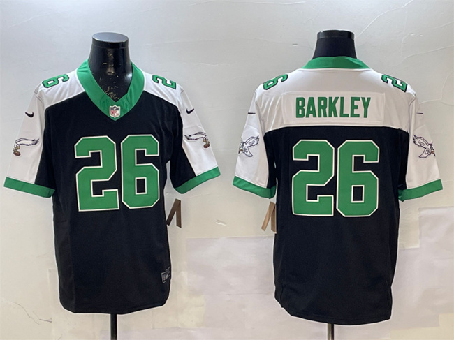 Men's Philadelphia Eagles #26 Saquon Barkley Black White F.U.S.E. Vapor Untouchable Limited Football Stitched Jersey