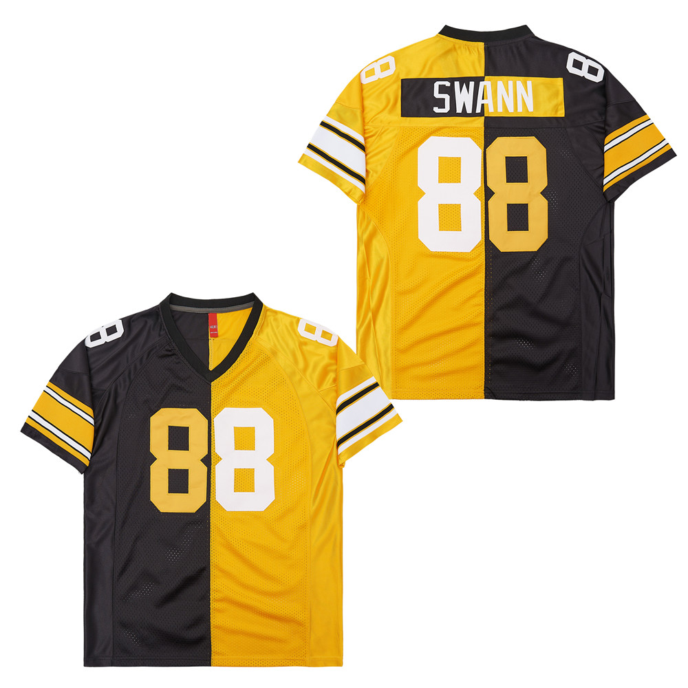 Men's Pittsburgh Steelers #88 Lynn Swann Mitchell & Ness Big & Tall Split Legacy Retired Player Replica Jersey - Black Gold