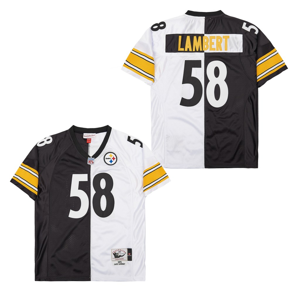 Men's Pittsburgh Steelers #58 Jack Lambert  Mitchell & Ness Big & Tall Split Legacy Retired Player Replica Jersey - Black White