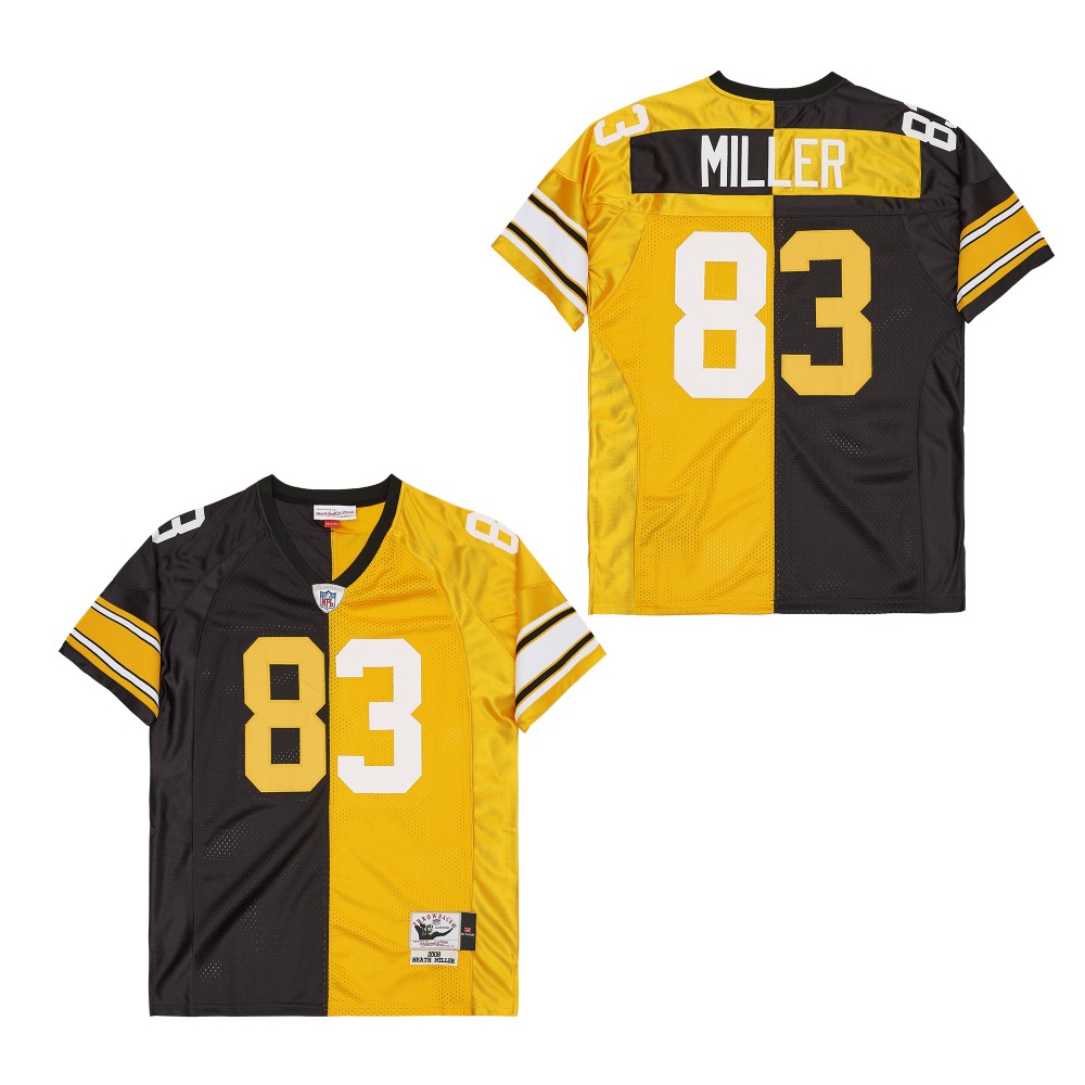Men's Pittsburgh Steelers #83 Heath Miller Mitchell & Ness Big & Tall Split Legacy Retired Player Replica Jersey - Black Gold