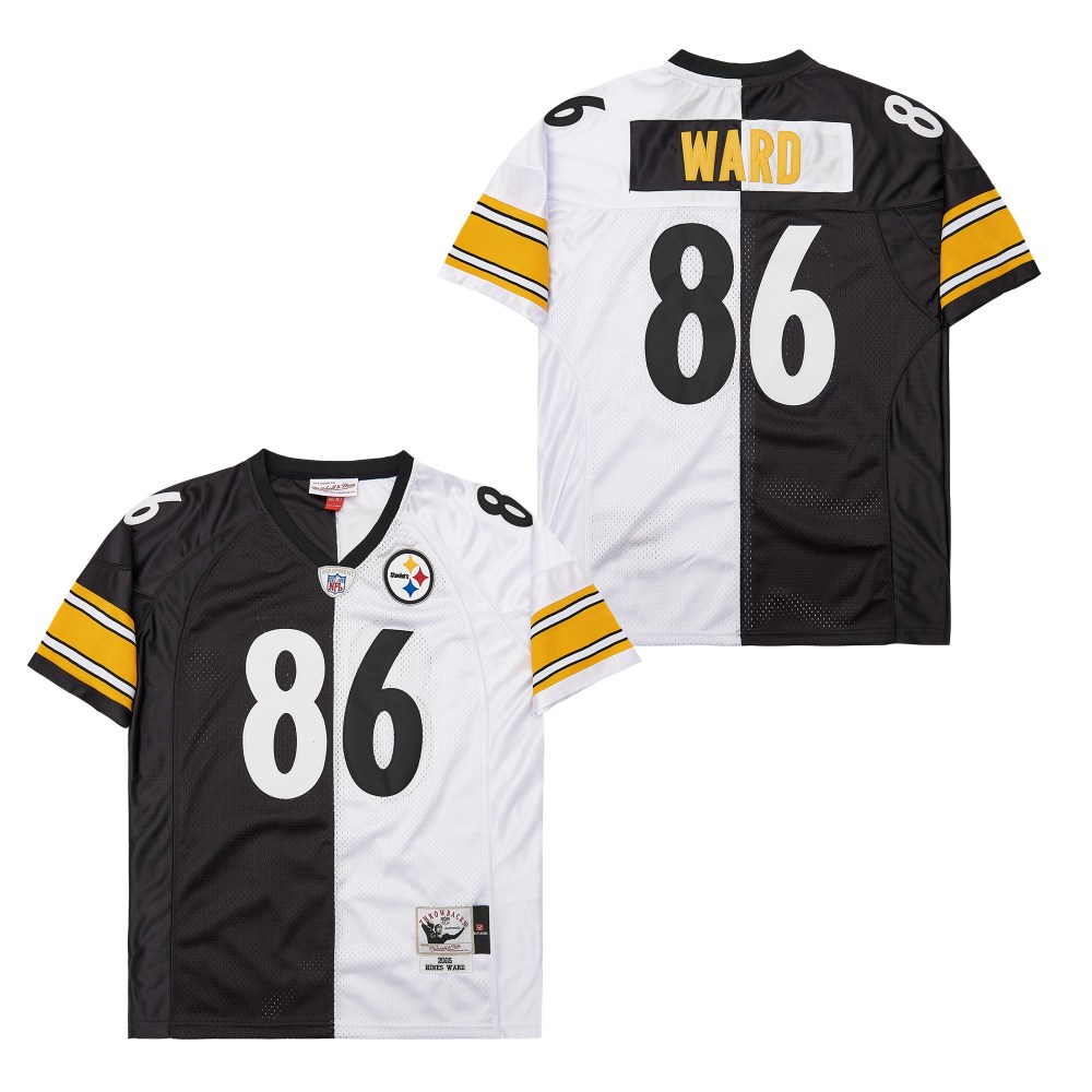 Men's Pittsburgh Steelers #86 Hines Ward Mitchell & Ness Big & Tall Split Legacy Retired Player Replica Jersey - Black White