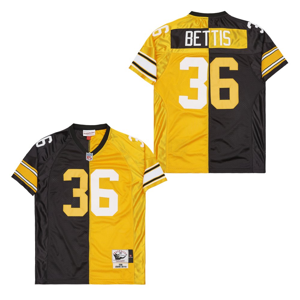 Men's Pittsburgh Steelers #36 Jerome Bettis Mitchell & Ness 1996 Split Legacy Replica Jersey - Black Gold