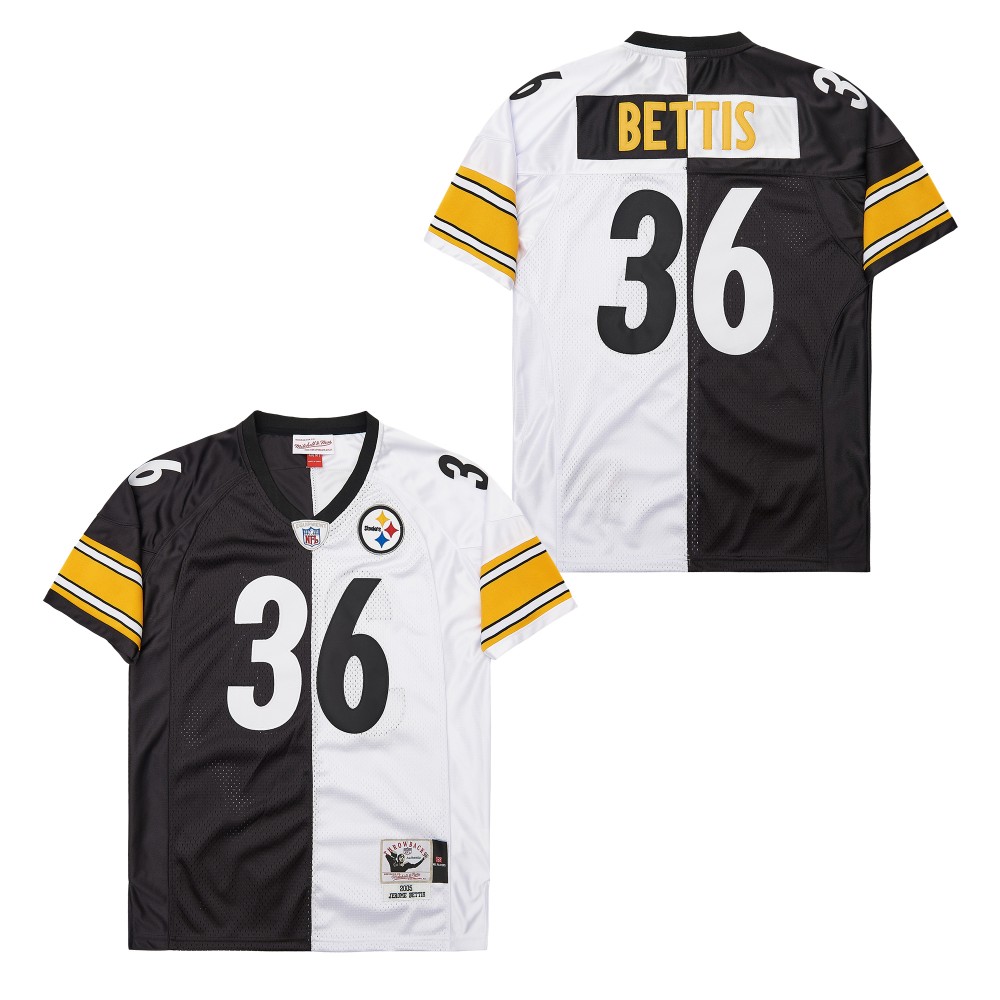 Men's Pittsburgh Steelers #36 Jerome Bettis Mitchell & Ness 1996 Split Legacy Replica Jersey - Black White