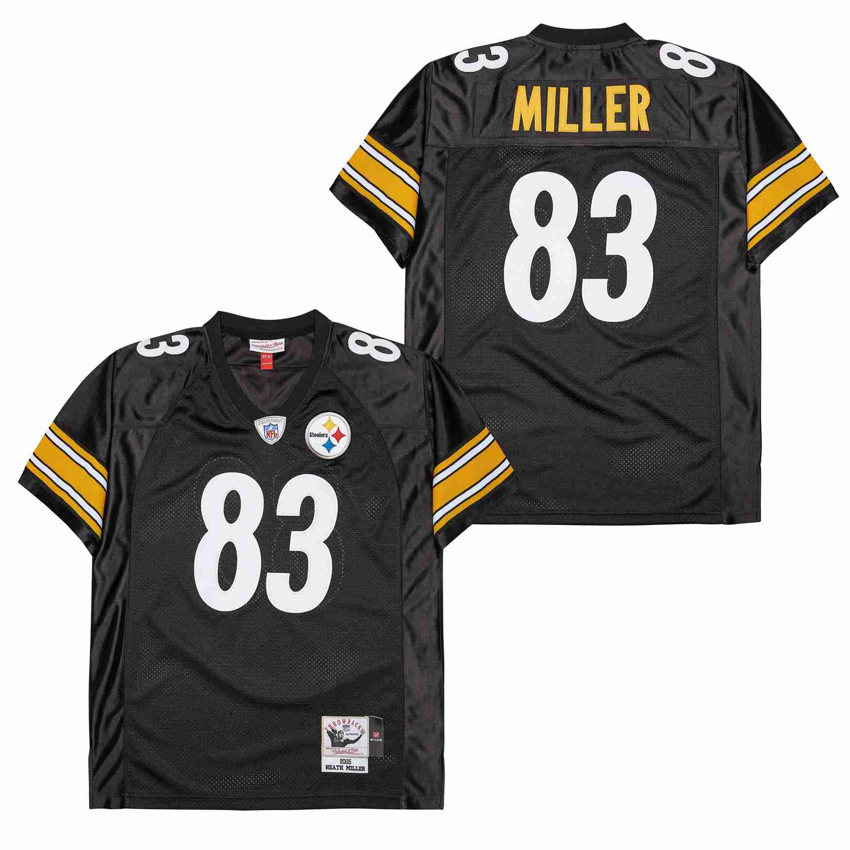 Men Pittsburgh Steelers #83 Heath Miller Black Mitchell & Ness  2005 Legacy Replica Team Jersey