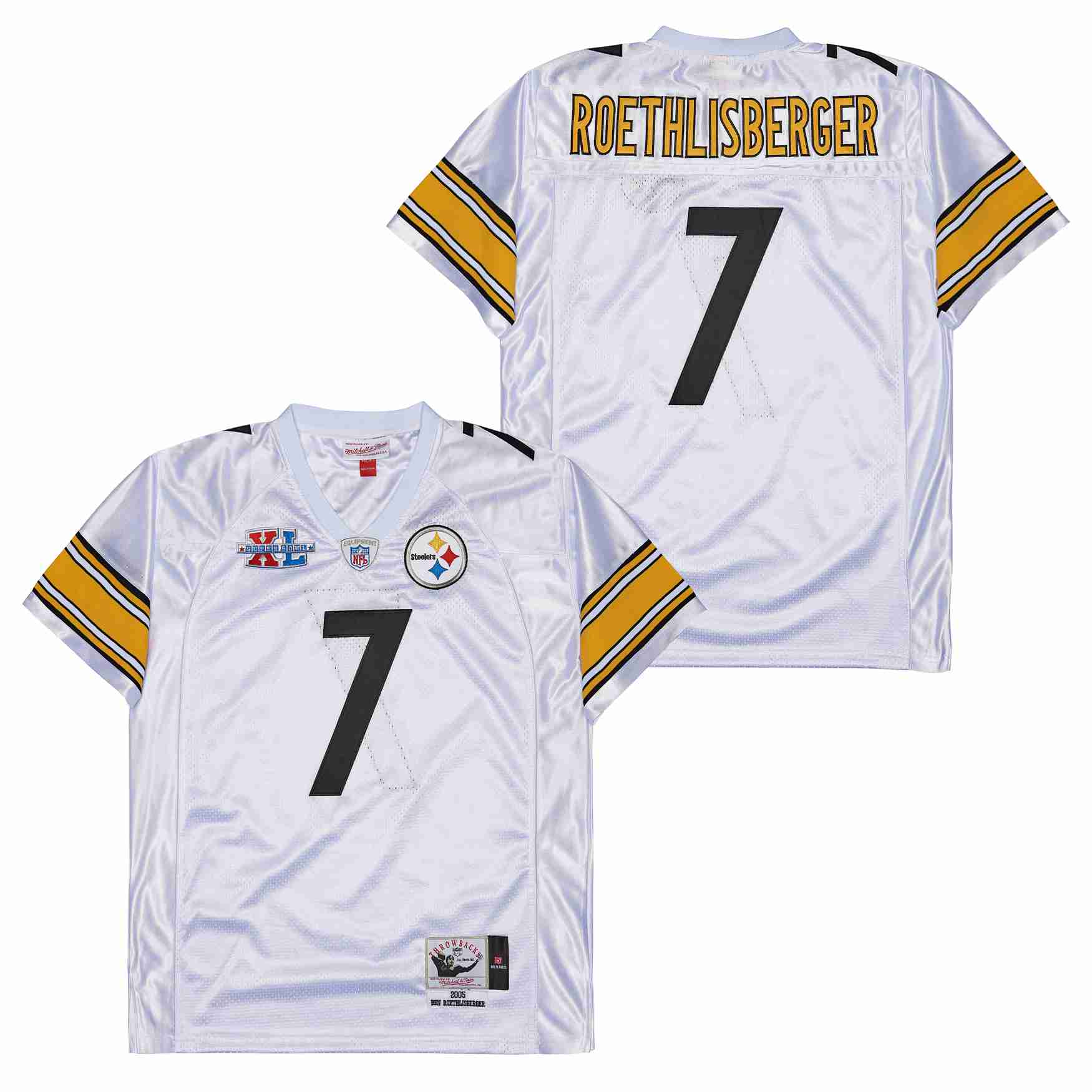 Men's Pittsburgh Steelers #7 Ben Roethlisberger Mitchell & Ness 2005 Legacy Replica Team Jersey - White