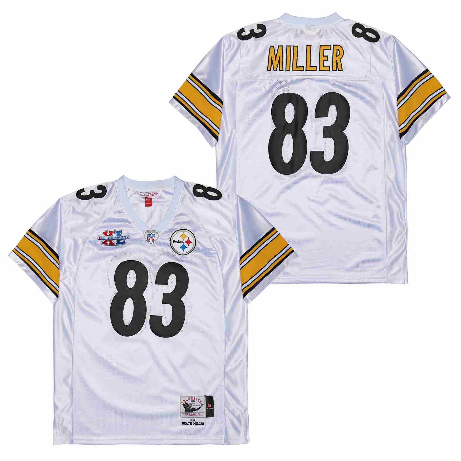 Men's Pittsburgh Steelers #83 Heath Miller Mitchell & Ness 2005 Legacy Replica Team Jersey - White