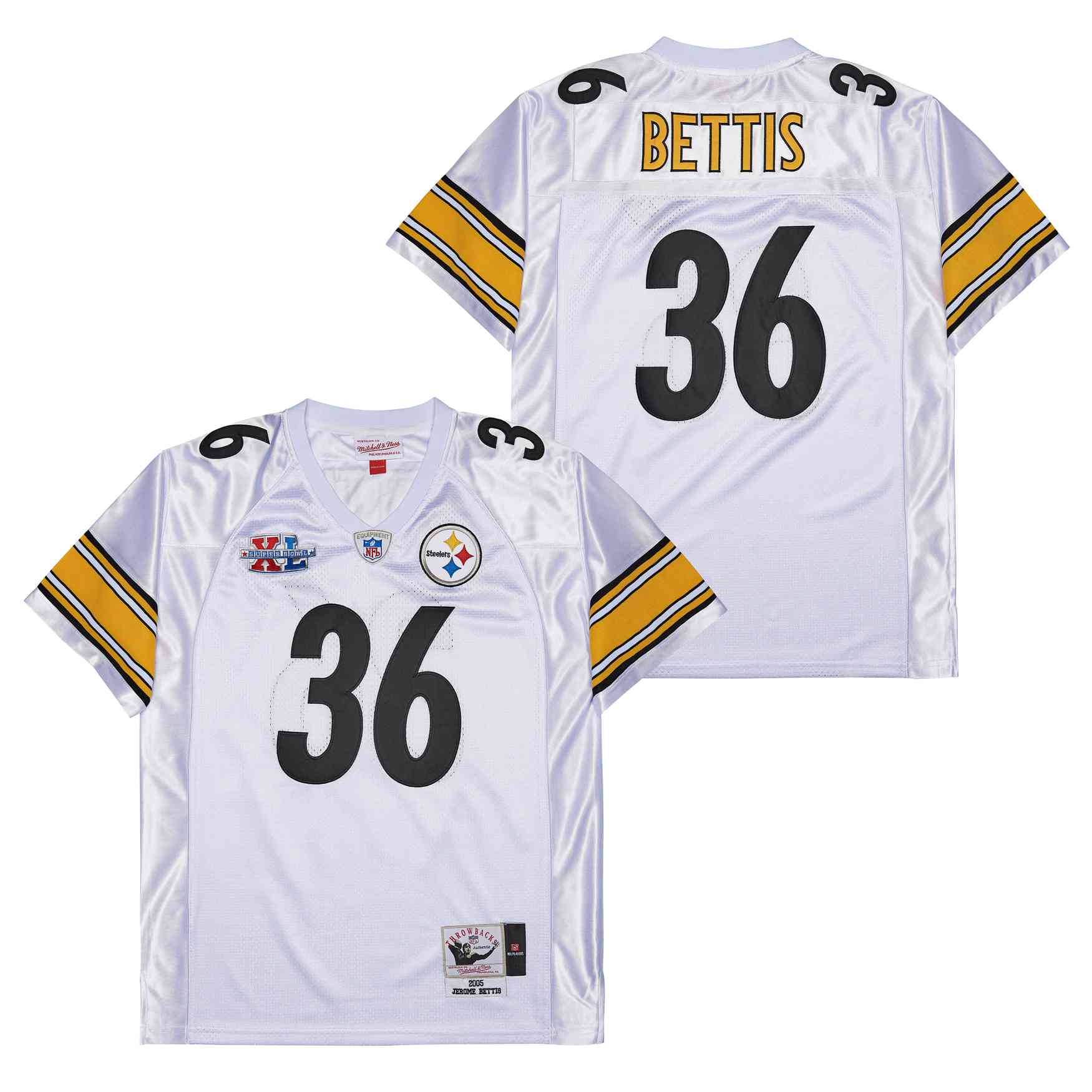 Men's Pittsburgh Steelers #36 Jerome Bettis Mitchell & Ness 2005 Legacy Replica Team Jersey - White