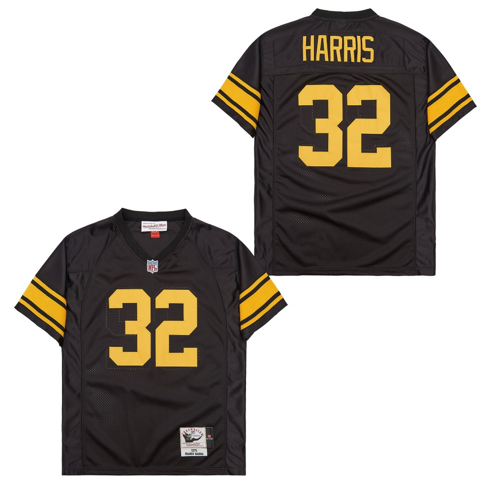 Men's  Pittsburgh Steelers #32 Franco Harris 1975 Mitchell & Ness  Throwback Retired Player Jersey - Black