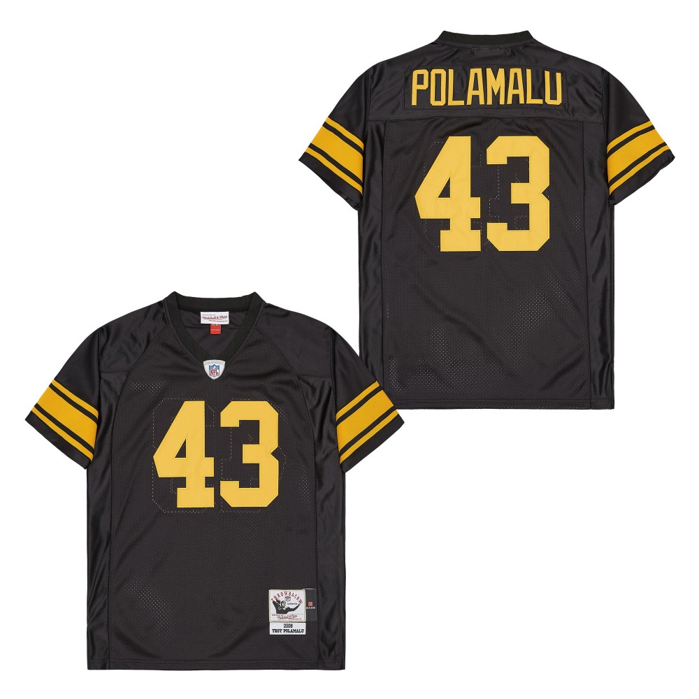 Men's Pittsburgh Steelers #43 Troy Polamalu Mitchell & Ness  Legacy Replica Team Jersey - Black