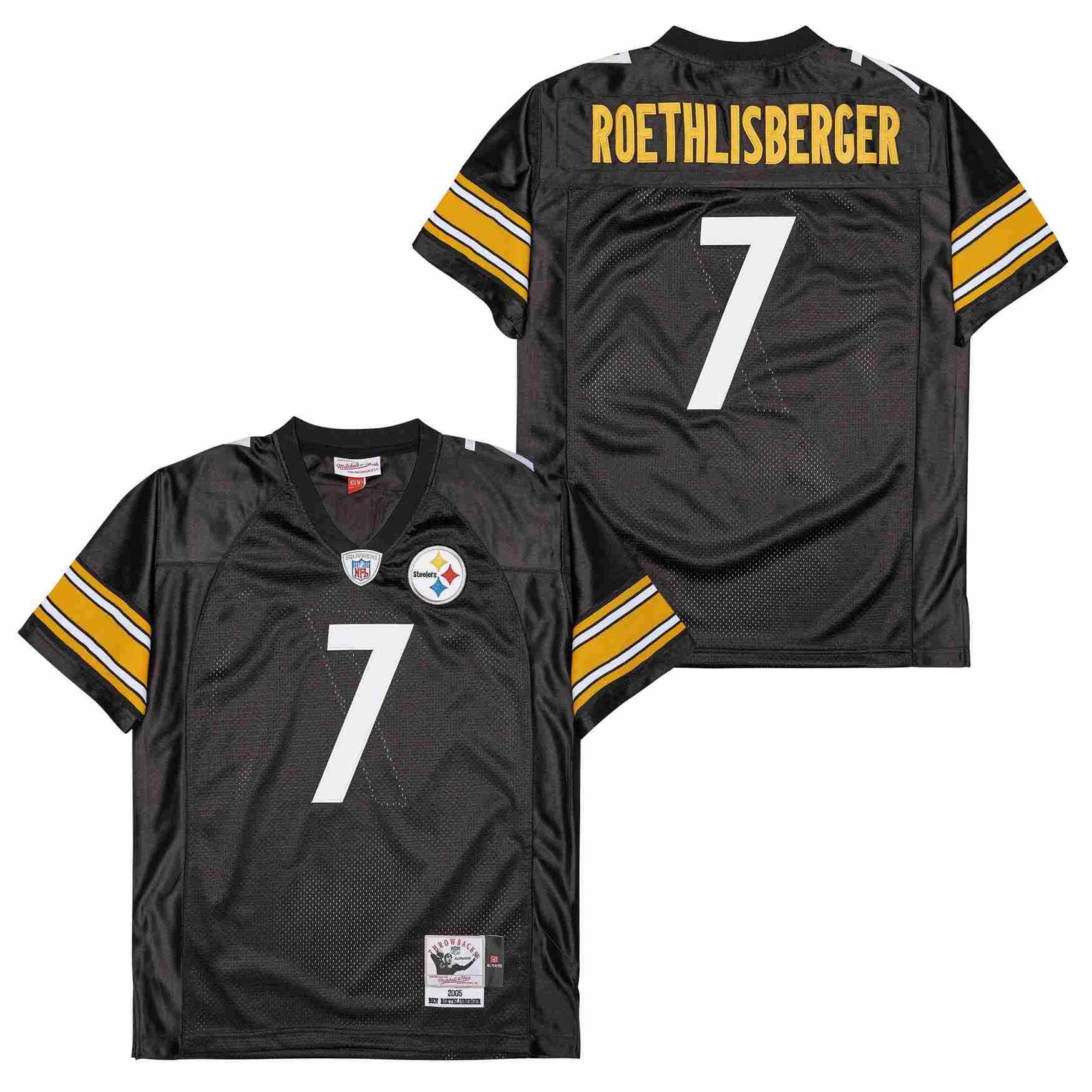 Men Pittsburgh Steelers #7 Ben Roethlisberger Black Mitchell & Ness  2005 Legacy Replica Team Jersey