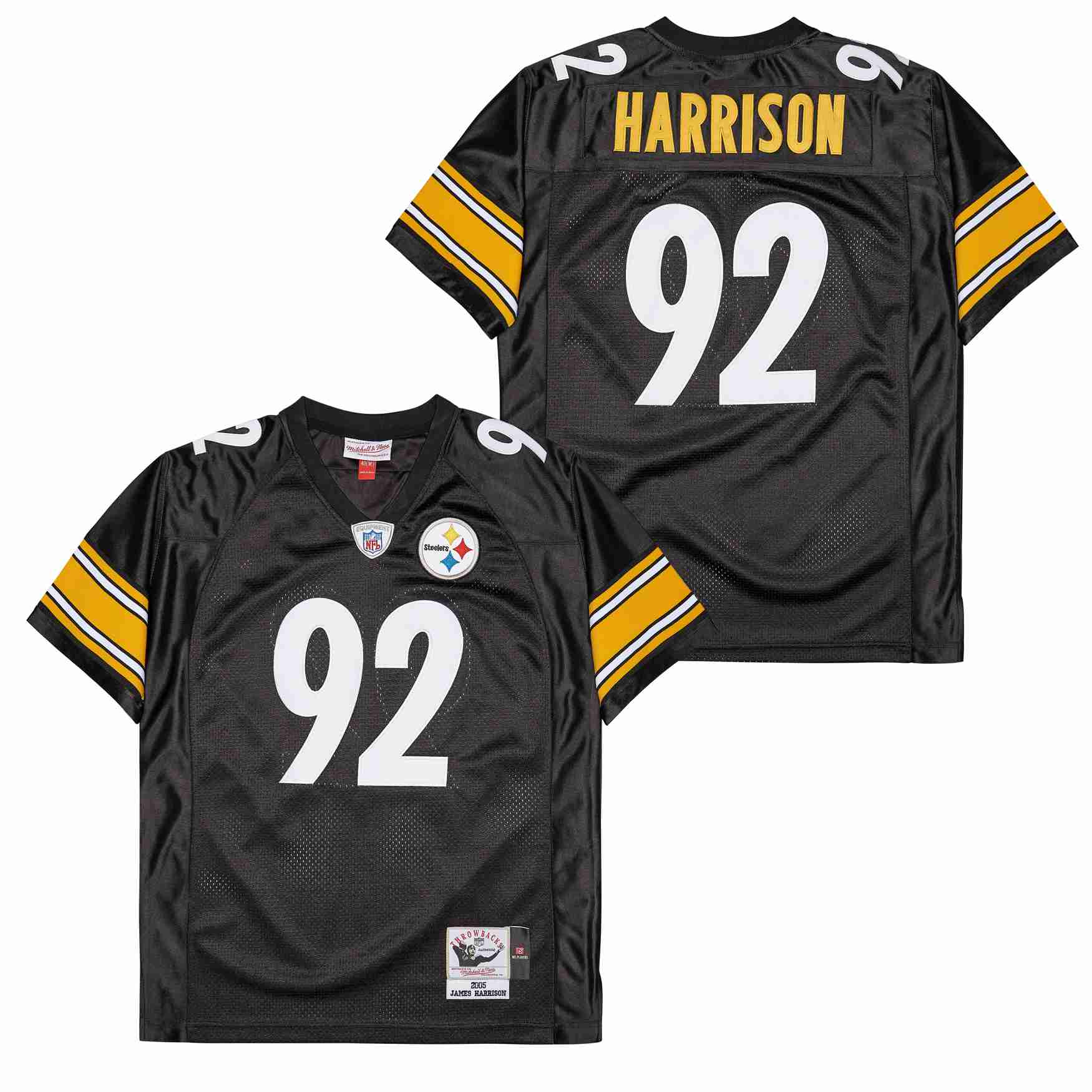 Men Pittsburgh Steelers #92 James Harrison Black Mitchell & Ness  2005 Legacy Replica Team Jersey