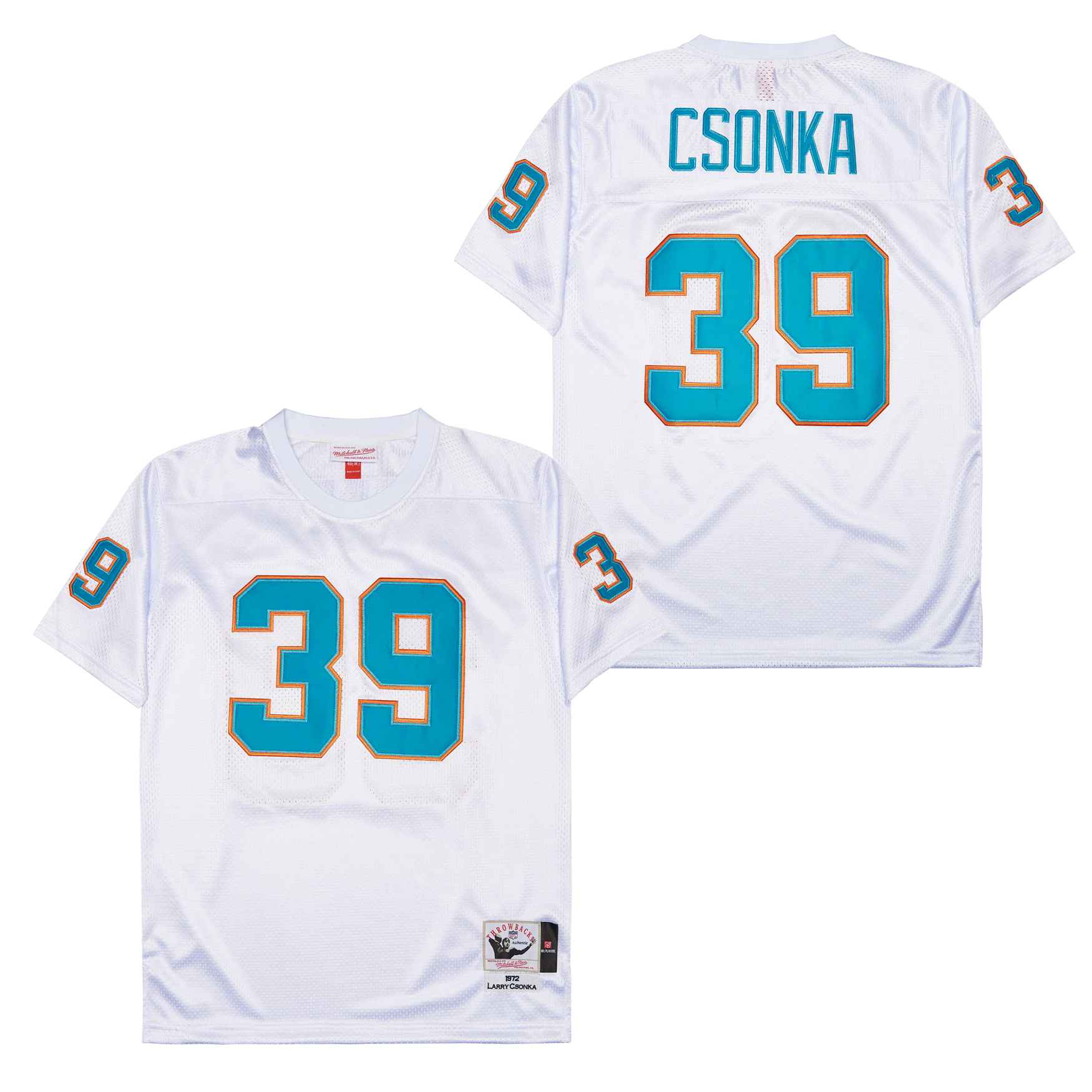Men's Miami Dolphins #39 Larry Csonka Mitchell & Ness 1972 Legacy Replica Jersey - White