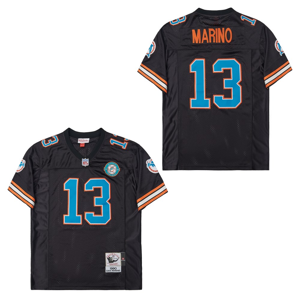 Men's Miami Dolphins #13 Dan Marino Mitchell & Ness Black 1990 MARINO Throwback Retired Player Jersey