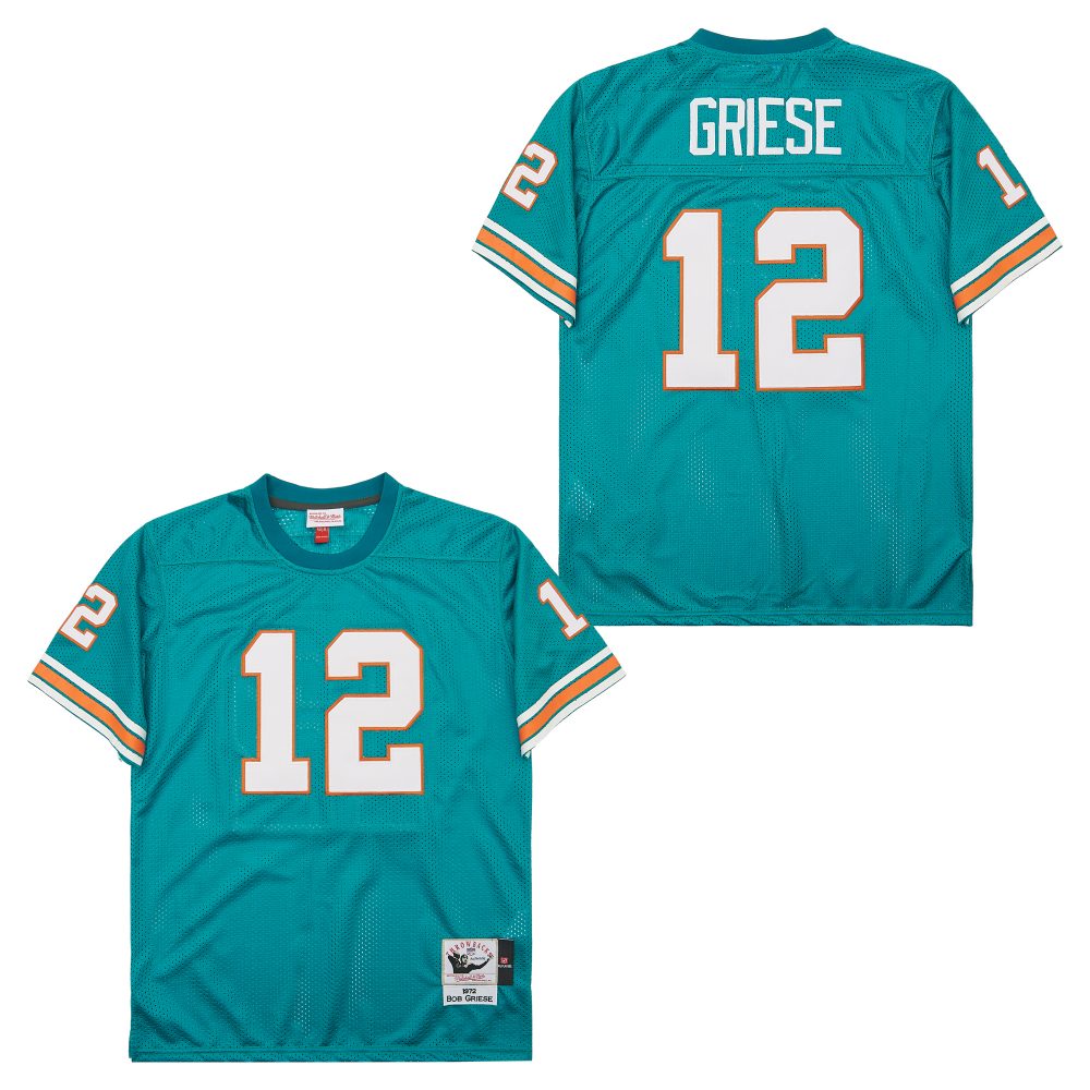 Men's Miami Dolphins #12 Bob Griese Mitchell & Ness 1972 Legacy Replica Jersey - Aqua