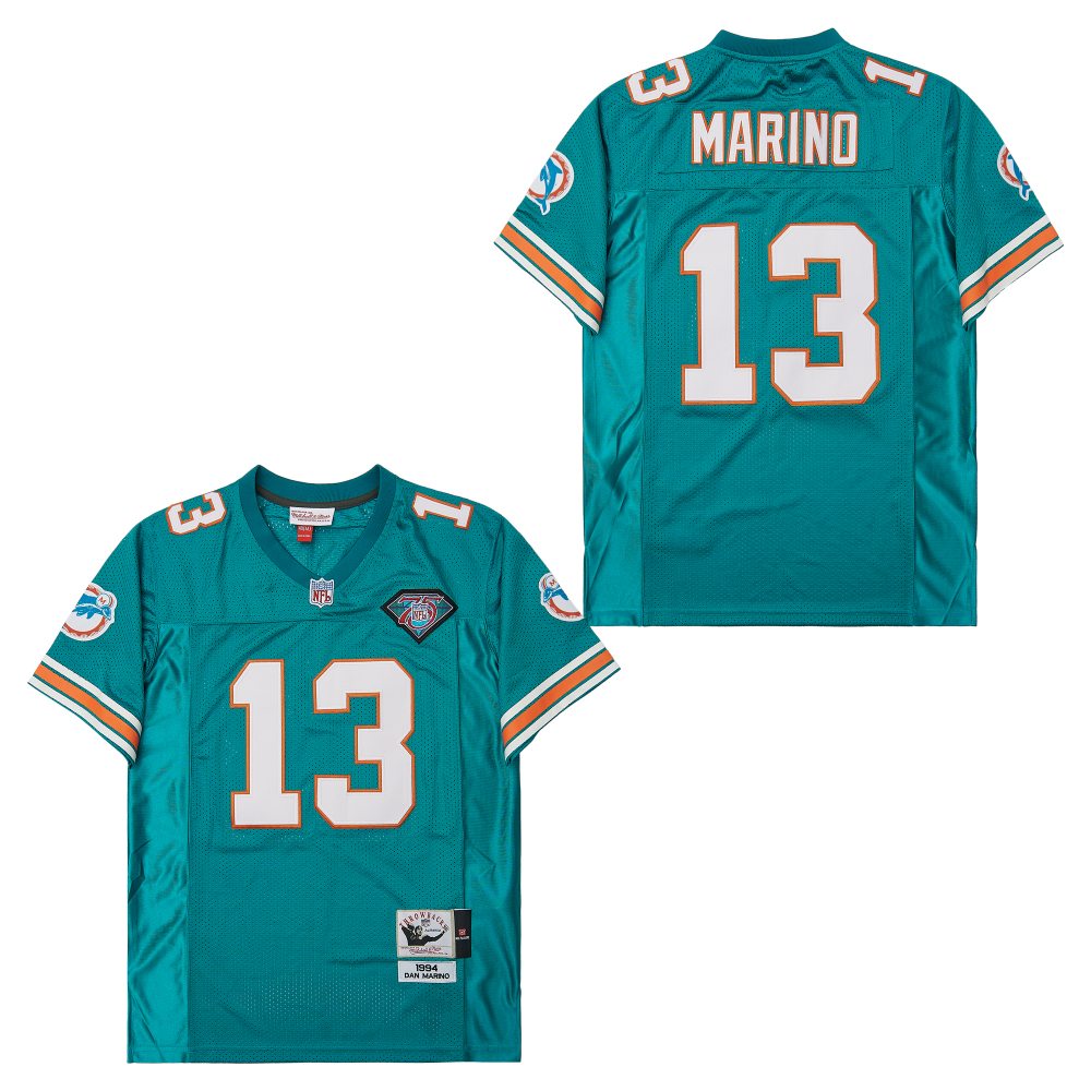 Men's Miami Dolphins #13 Dan Marino Mitchell & Ness 1994 Throwback Retired Player Jersey- Aqua