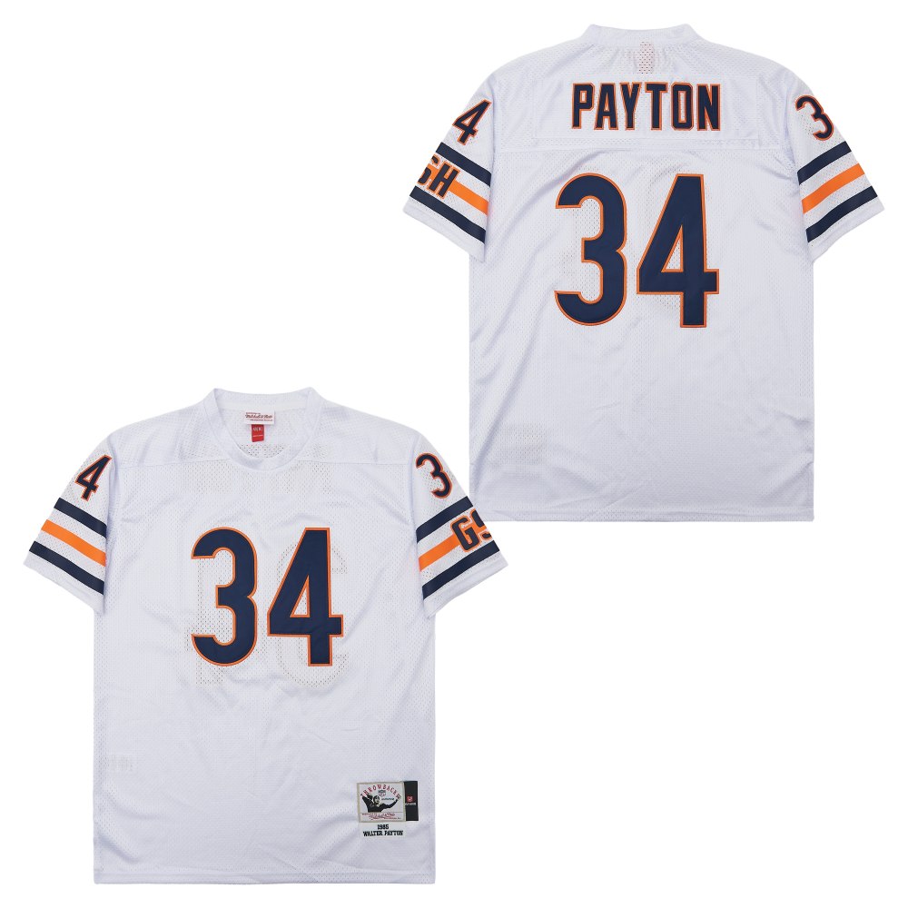 Men's Chicago Bears #34 Walter Payton 1985 Mitchell & Ness Throwback Retired Player Jersey - White