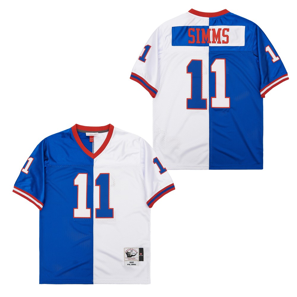Men's New York Giants #11 Phil Simms Mitchell & Ness  Split Legacy Replica Jersey - Royal White