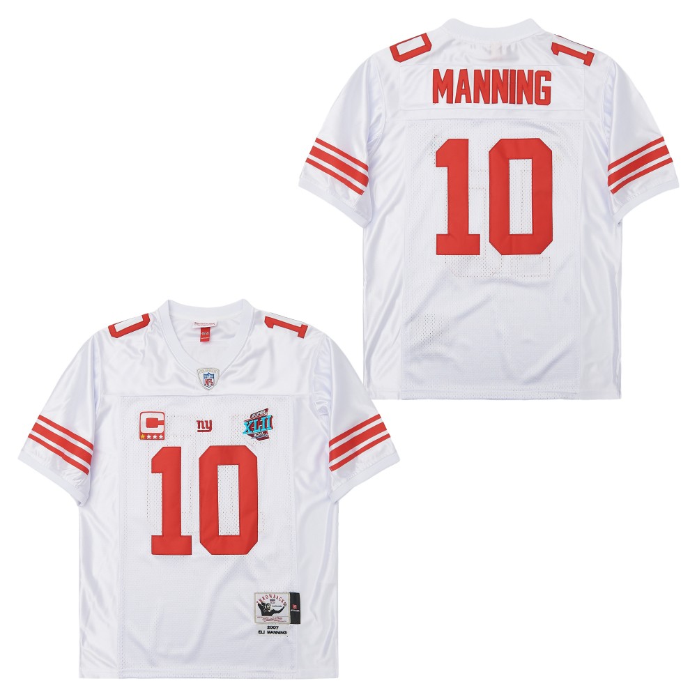 Men's New York Giants #10 Eli Manning  2007 Mitchell & Ness Authentic Throwback Retired Player Jersey - White