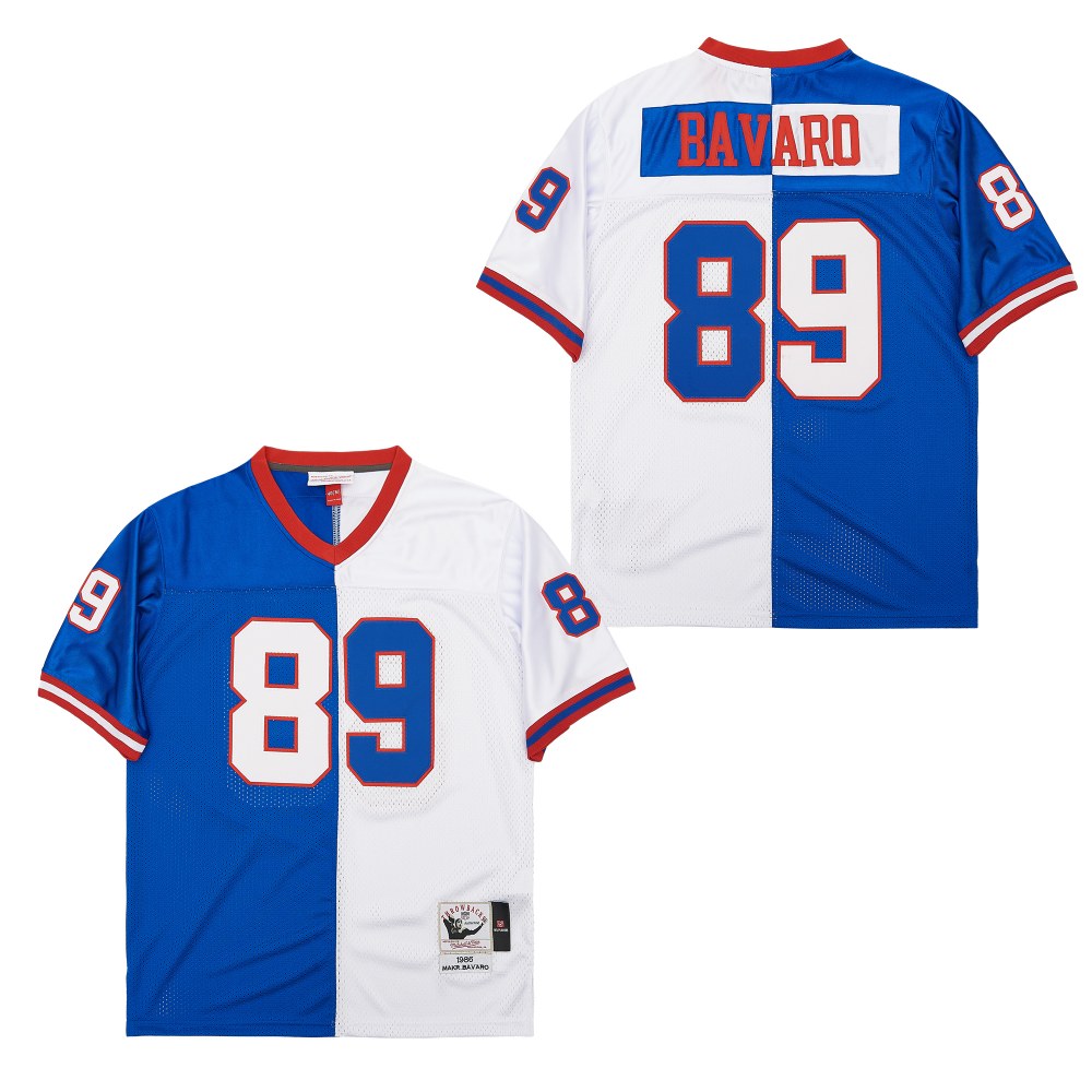 Men's New York Giants #89 Mark Bavaro Mitchell & Ness  Split Legacy Replica Jersey - Royal White