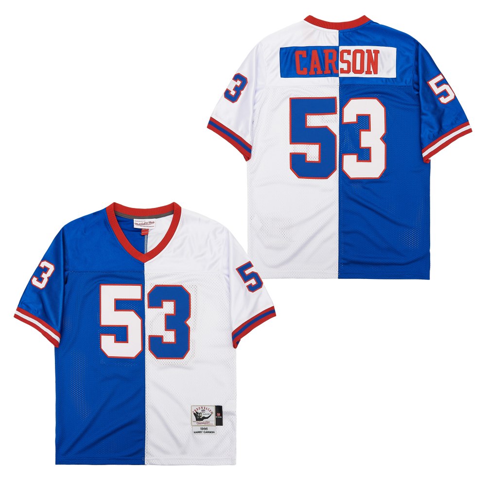 Men's New York Giants #53 Harry Carson Mitchell & Ness  Split Legacy Replica Jersey - Royal White