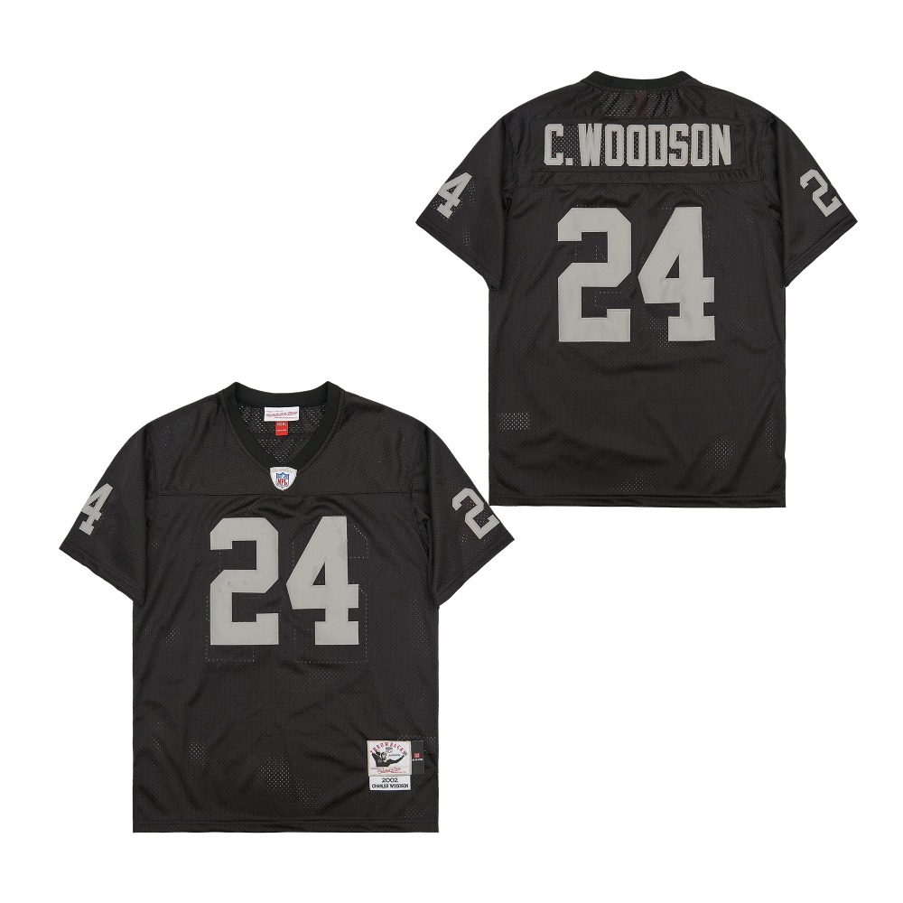 Men's Las Vegas Raiders #24 Charles Woodson Mitchell & Ness  Throwback Retired Player Jersey - Black