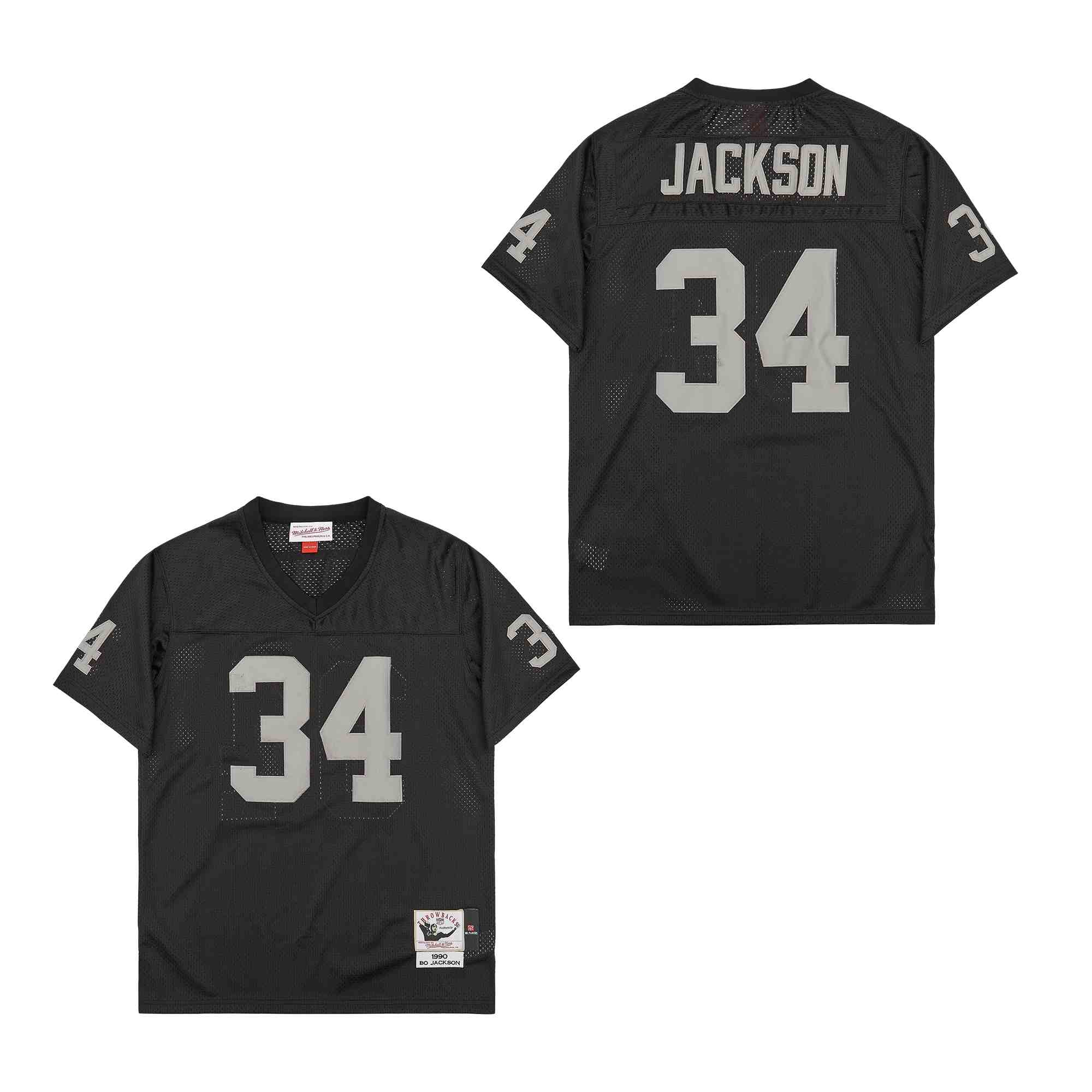 Men's Las Vegas Raiders #34 Bo Jackson Mitchell & Ness Big & Tall 1988 Retired Player Replica Jersey - Black