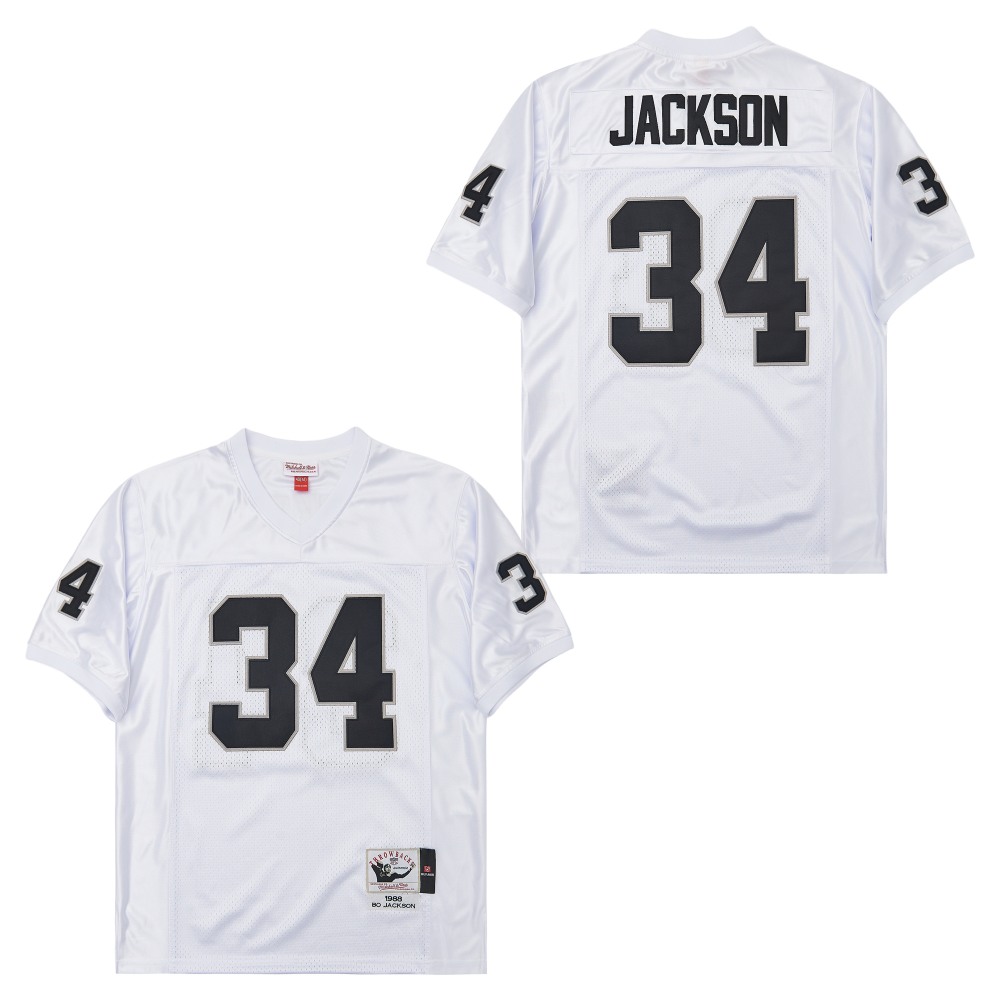 Men's Las Vegas Raiders #34 Bo Jackson Mitchell & Ness Big & Tall 1988 Retired Player Replica Jersey - White