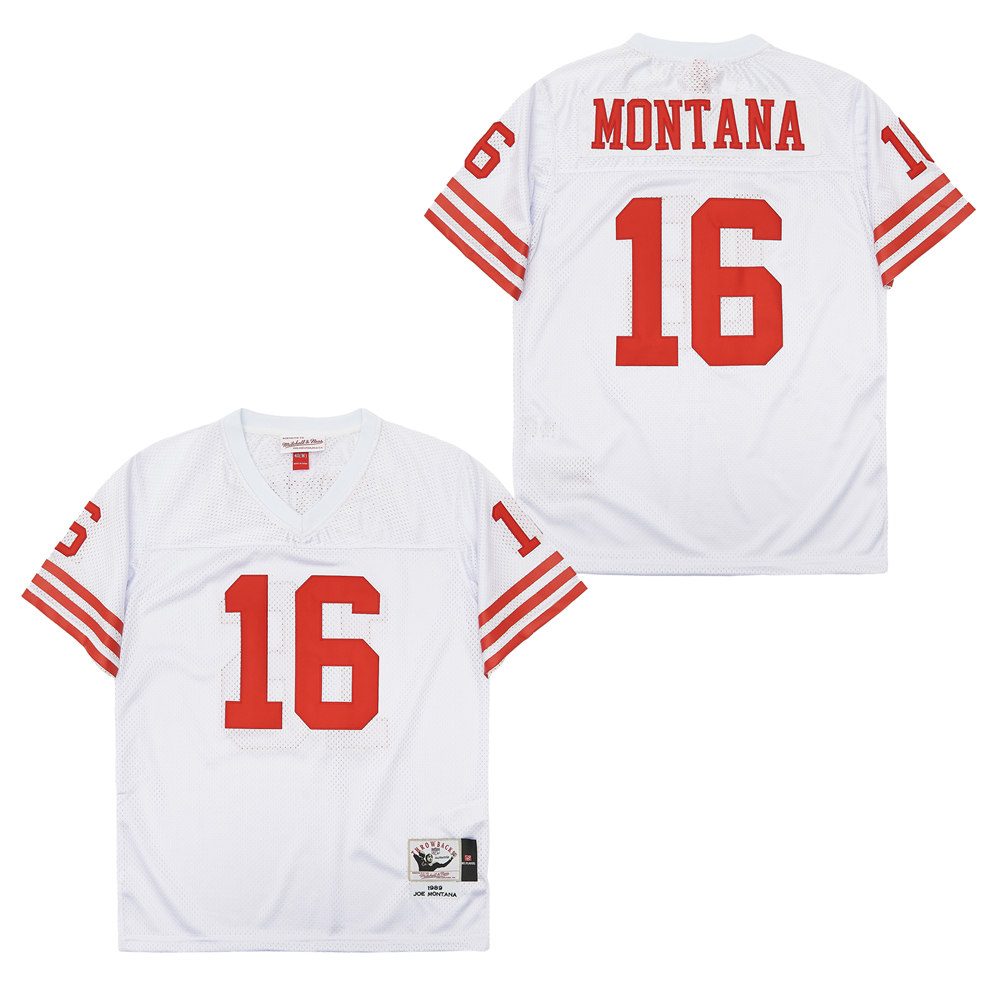 Men's San Francisco 49ers #16 Joe Montana 1989 Mitchell & Ness Legacy Replica Jersey - White