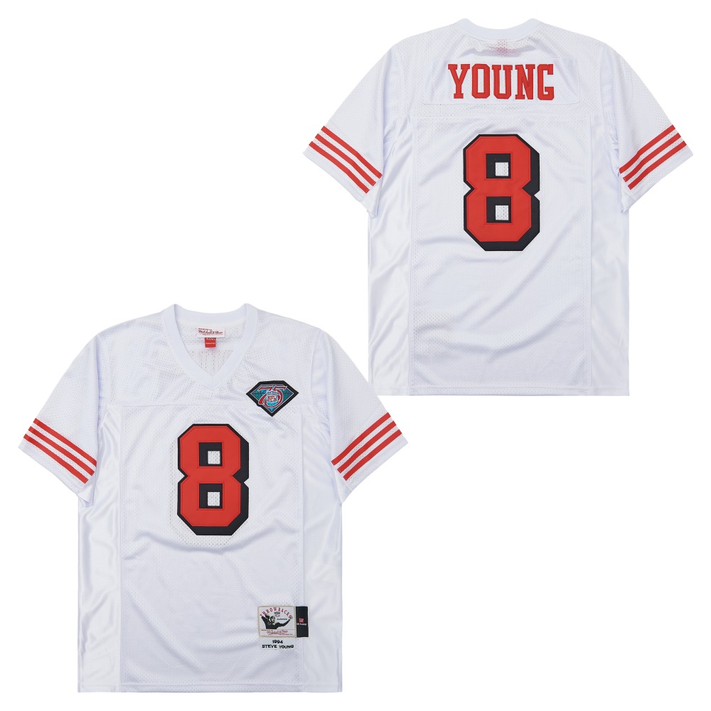 Men's San Francisco 49ers #8 Steve Young 1994 Mitchell & Ness Throwback Retired Player Jersey - White
