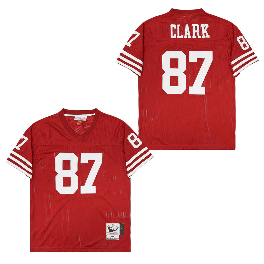 Men's San Francisco 49ers #87 Dwight Clark 1989 Mitchell & Ness Legacy Replica Jersey - Scarlet